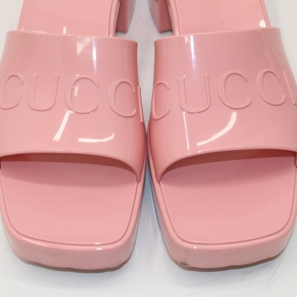 Gucci Rubber Slide Sandal Pink Platform - 624730 Size 40 - US 10 - Picture 12 of 14
